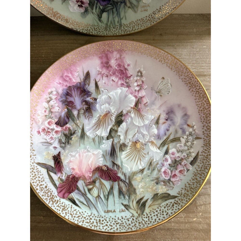 Vintage 1992 Symphony of Shimmering Beauty Lena Liu China set Of 4 Cottagecore